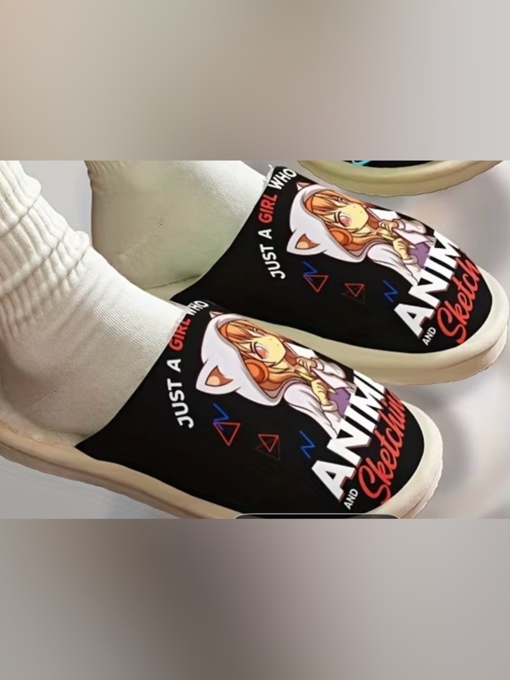 Anime Graphic Slip-On Women’s Shoes - Black